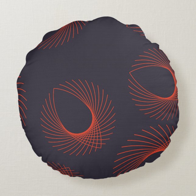 Oranje, koele, trendy, geometrische oogabstractie rond kussen (Achterkant)