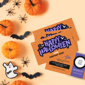 Oranje kofferbak of trakteer op Halloween Coupon Visitekaartje