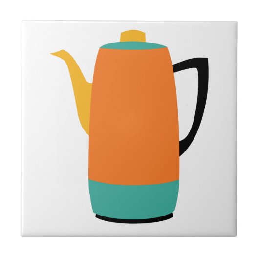 Oranje koffiepercolator tegeltje (Voorkant)