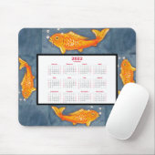 Oranje Koi Fish Art Blue Pond Water 2022 Agenda Muismat (Met muis)