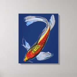 Oranje Koi Japanse karper waterverf kunst Canvas Afdruk