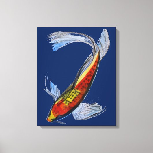 Oranje Koi Japanse karper waterverf kunst Canvas Afdruk (Voorkant)