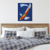 Oranje Koi Japanse karper waterverf kunst Canvas Afdruk (Insitu (Slaapkamer))