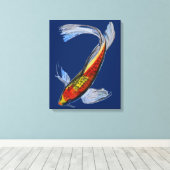 Oranje Koi Japanse karper waterverf kunst Canvas Afdruk (Insitu (Houten vloer))