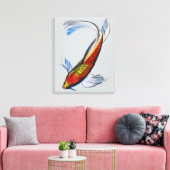 Oranje Koi Japanse karper waterverf kunst Canvas Afdruk (Insitu (Woonkamer))