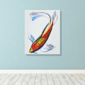 Oranje Koi Japanse karper waterverf kunst Canvas Afdruk (Insitu (Houten vloer))