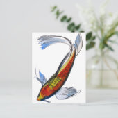 Oranje Koi Japanse waterverf karper Briefkaart (Staand voorkant)