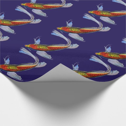 Oranje Koi Japanse waterverf karper Cadeaupapier (Hoek)