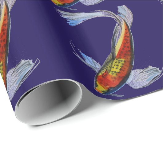 Oranje Koi Japanse waterverf karper Cadeaupapier (Rol Hoek)