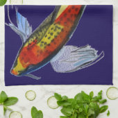 Oranje Koi Japanse waterverf karper Theedoek (Gevouwen)