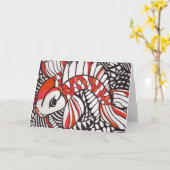 Oranje Koi op lege kaart (Gele Bloem)