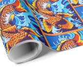 Oranje koi vis blauw cadeaupapier (Rol Hoek)