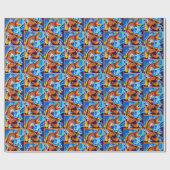 Oranje koi vis blauw cadeaupapier (Vlak)