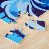 Oranje koi vis blauw legpuzzel (Zijkant)