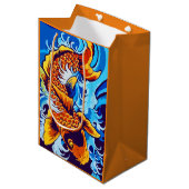 Oranje koi vis blauw medium cadeauzakje (Voorkant Gekanteld)