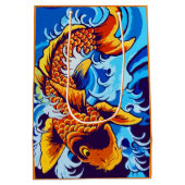 Oranje koi vis blauw medium cadeauzakje (Achterkant)
