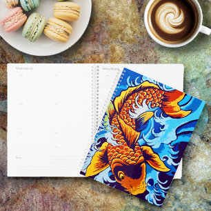 Oranje koi vis blauw planner
