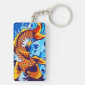 Oranje koi vis blauw sleutelhanger (achterkant)