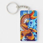 Oranje koi vis blauw sleutelhanger (Voorkant)