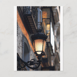 Oranje koloniale straatlamp Madrid Briefkaart