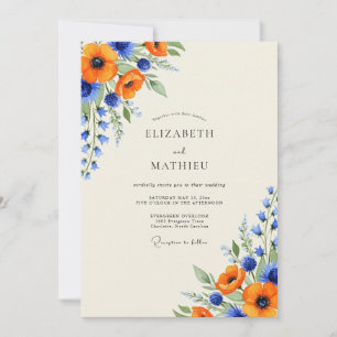 Oranje Koninklijk Blauw Lichtgevende Wilde Bloemen Kaart