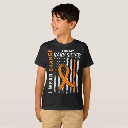 Oranje koolstofzuiger Baby Leukemie Bewustmakingsv T-shirt (Voorkant volledig)
