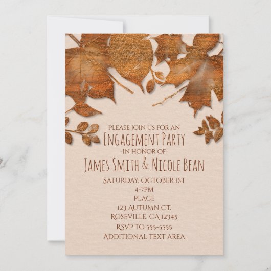 Oranje koperen herfst herfst bruiloft uitnodiginge kaart (Voorkant)