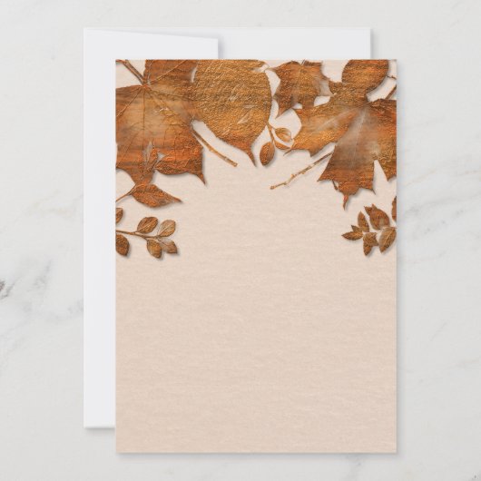Oranje koperen herfst herfst bruiloft uitnodiginge kaart (Achterkant)