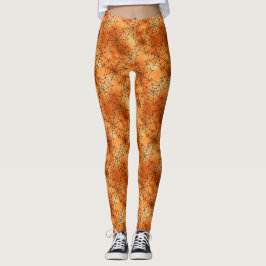 Oranje koperen Leggings met zwarte spinnenwebben
