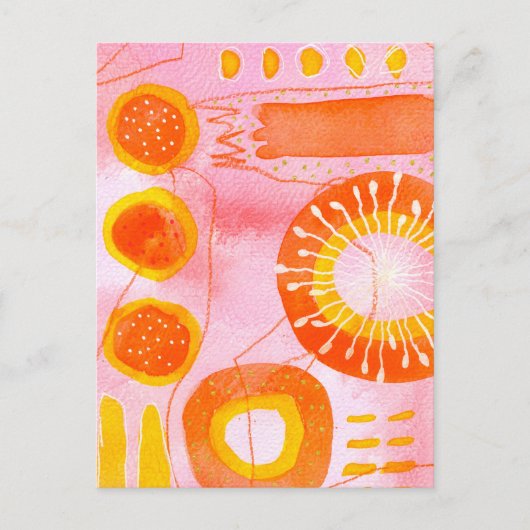 Oranje Koraal Abstracte Ansichtkaart Briefkaart (Voorkant)