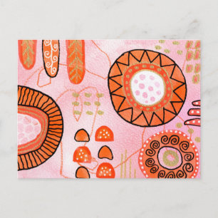 Oranje Koraal Abstracte Prentkaart Briefkaart