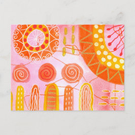 Oranje Koraal Abstracte Prentkaart Briefkaart