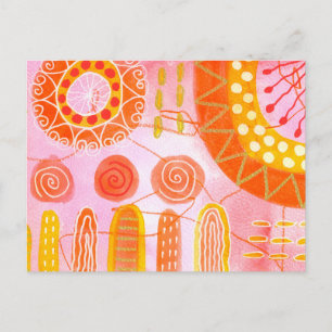 Oranje Koraal Abstracte Prentkaart Briefkaart