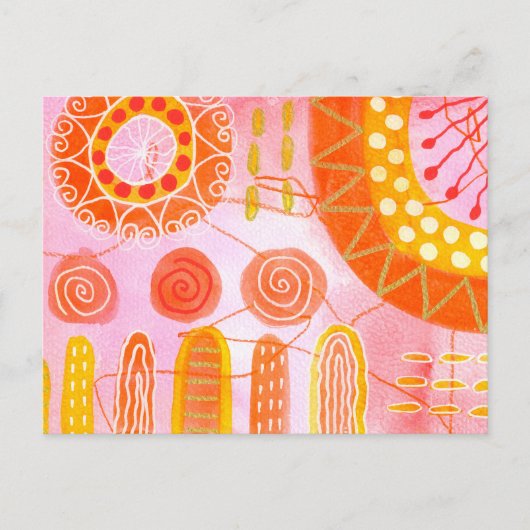 Oranje Koraal Abstracte Prentkaart Briefkaart (Voorkant)