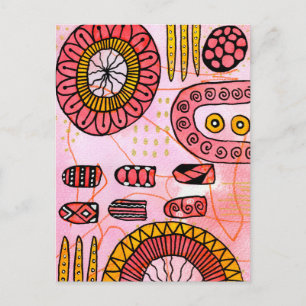 Oranje Koraal Abstracte Prentkaart Briefkaart