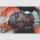 Oranje Koraal Afro-Amerikaanse Vrouw Decoupage Tissuepapier (Voorkant)
