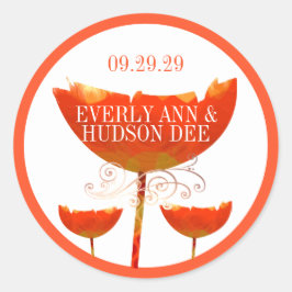 Oranje koraal Boho Bumble Bee Poppy Vierkante Sticker