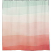 Oranje koraal crème salie groene strepen douchegordijn (Voorkant)