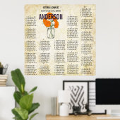 Oranje koraal Dahlia Mason Jar Seating Chart Poster (Thuiskantoor)