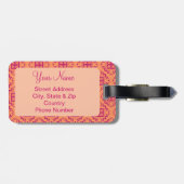 Oranje koraal en magenta Arabesque Marokkaans graf Bagagelabel (Achterkant horizontaal)