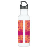Oranje koraal en magenta Arabesque Marokkaans graf Waterfles (Achterkant)
