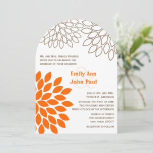 Oranje koraal Floral Dahlia Wedding Invitations Kaart