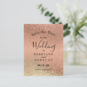 Oranje Koraal & Gouden Glitters- Bewaar De Datum Aankondigingskaart (Staand voorkant)