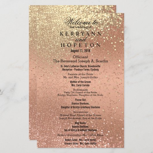 Oranje koraal & goudglitter - Programma (Voorkant / Achterkant)