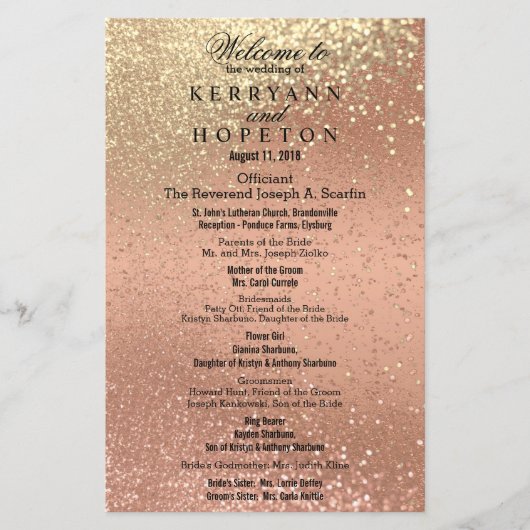 Oranje koraal & goudglitter - Programma (Voorkant)