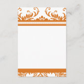 Oranje koraal Ivory Damask Wedding Informatiekaartje (Achterkant)