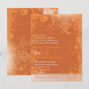Oranje koraal Kanji for Love Swirl Wedding Uitnodiging Briefkaart