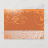 Oranje koraal Kanji for Love Swirl Wedding Uitnodiging Briefkaart (Achterkant)