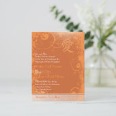 Oranje koraal Kanji for Love Swirl Wedding Uitnodiging Briefkaart (Staand voorkant)