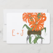 Oranje koraal Mason Jar Rustic Barn Wedding Kaart (Achterkant)